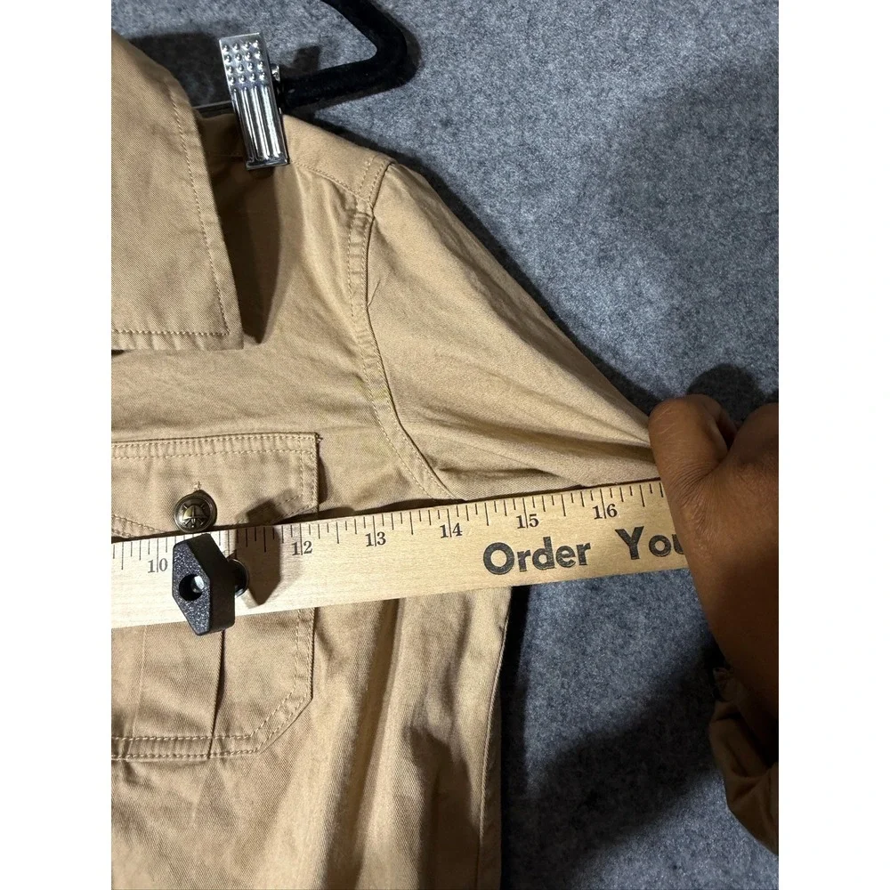 Ralph Lauren Kids Tan Cotton Roll Tab Sleeve Button Front Shirt Dress Size 8